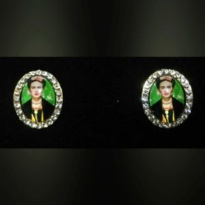 Frida Kahlo Mexican Artist Rhinestone Stud Earrings Jewelry NEW